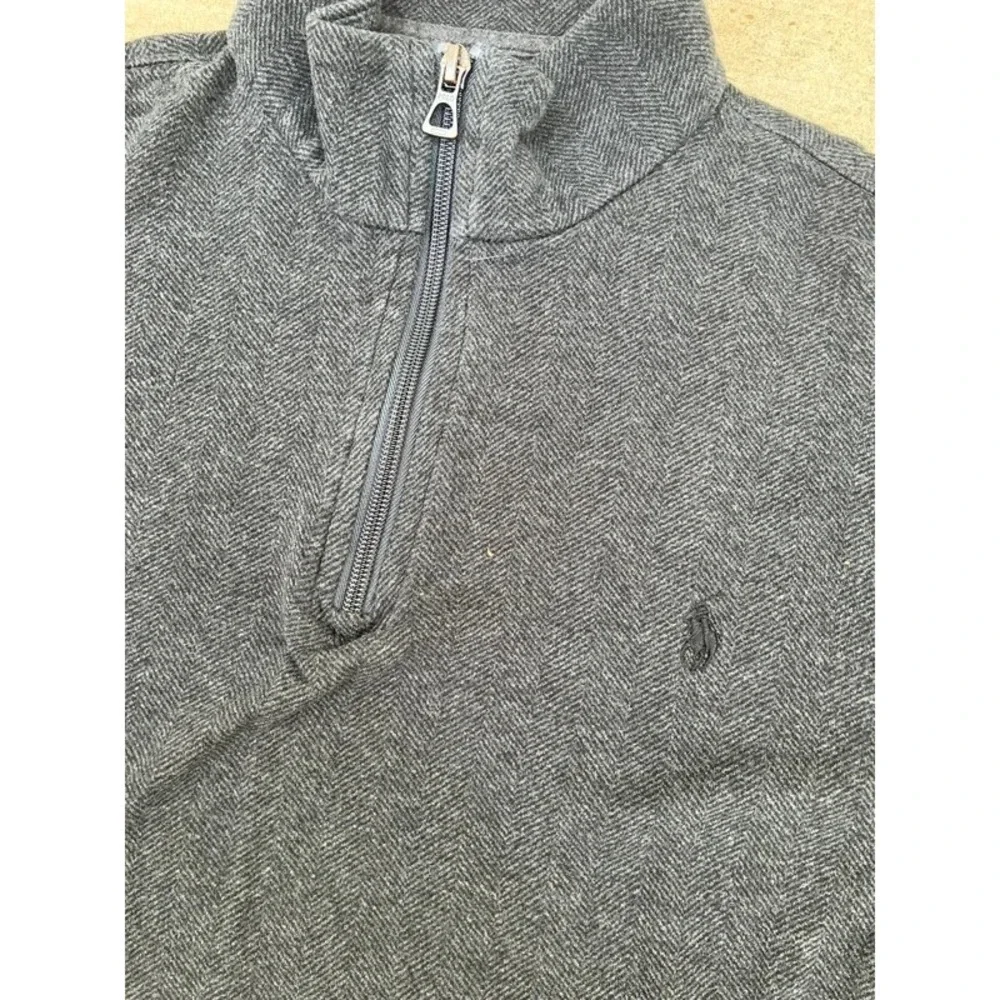 Polo Ralph Lauren Mens Medium Heather Grey Quarter Zip Cotton Pullover Sweater